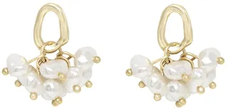 Gold Tone Acrylic Pearl Cluster Earrings