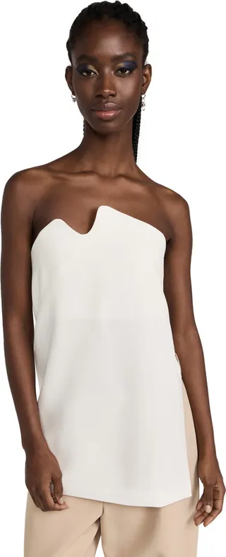Tibi Fluid Drape Squiggly Strapless Tunic Top