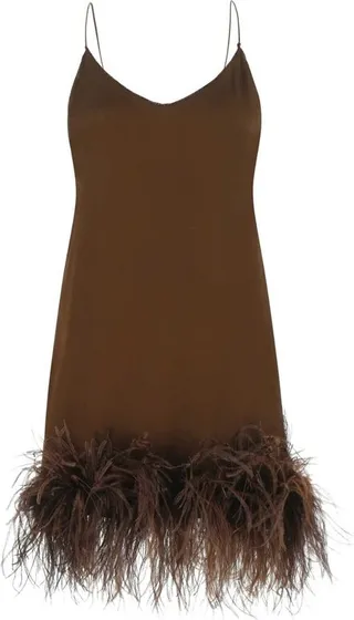 Oséree Spaghetti Strap Scoop Back Mini Satin Dress
