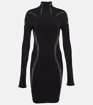 Open-knit high-neck minidress