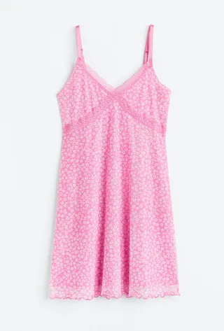 Lace-trimmed Mesh Dress
