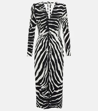 Zebra-print cady midi dress