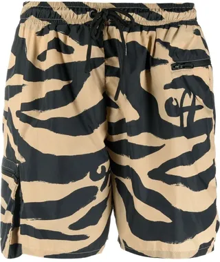 Tiger Print Elasticated-Waistband Shorts