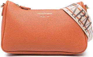 Engraved-Logo Faux-Leather Shoulder Bag