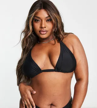 Ivory Rose Curve mix & match triangle bikini top in black
