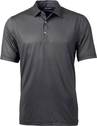 Cutter & Buck Pike Banner Print Stretch Men's Polo Shirt - Black - L