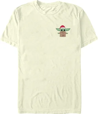 Men's Star Wars: The Mandalorian Christmas Small Santa Grogu T-Shirt - Beige - Medium