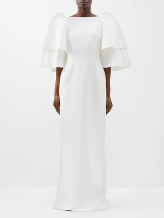 Akilah Tiered-sleeve Back-slit Gown