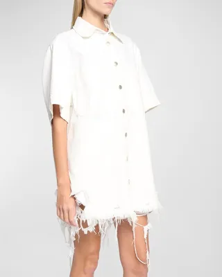 Distressed Button-Down Shirt