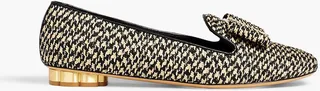 Sarno bow-embellished raffia loafers