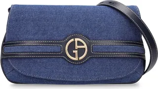Denim & leather shoulder bag
