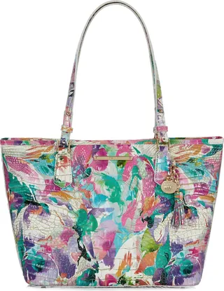 Medium Asher Croc Embossed Leather Tote