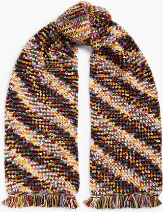 Bouclé-knit wool-blend scarf