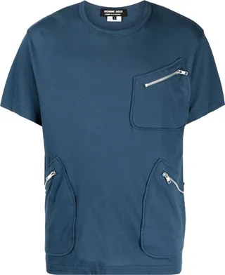 zip-pocket cotton T-shirt