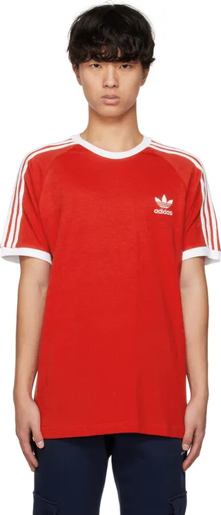 adidas Originals Red Adicolor Classics 3-Stripes T-Shirt