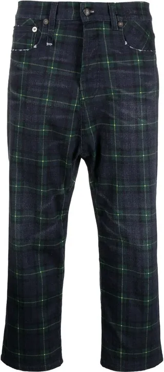 Plaid-Patterned Cropped Trousers