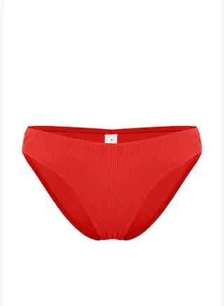 Red Textured Bikini Bottoms TBESS24BA00073