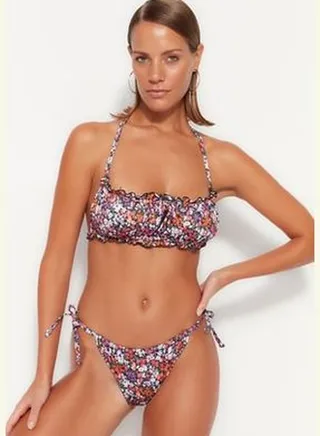 Floral Pattern Tunnel Bikini Bottoms with Regular Legs TBESS23BA00292