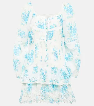 Tayton lace-trimmed floral minidress