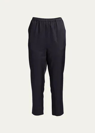 Geneve Straight-Leg Silk Crop Pull-On Pants