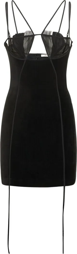 Draped velvet cutout mini dress