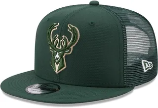 Men's New Era Hunter Green Milwaukee Bucks Classic Trucker 9Fifty Snapback Hat