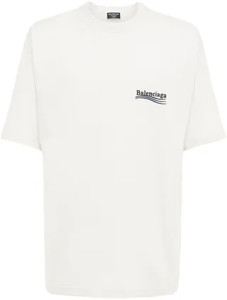 Political logo cotton jersey t-shirt