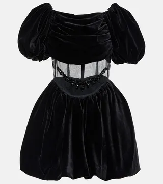 Embellished boatneck minidress