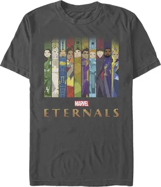 Men's Marvel Eternals Animated Vertical Boxes Poster T-Shirt - Charcoal - 2X Large