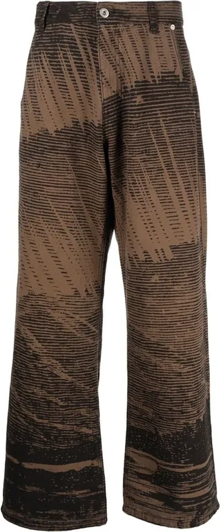 Abstract-Print Wide-Leg Jeans