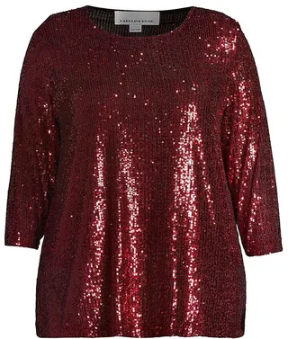 Sequined Knit Tunic Top