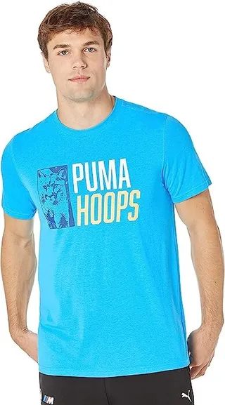 PUMA Box Out Short Sleeve Tee (Bleu Azur) Men's Clothing