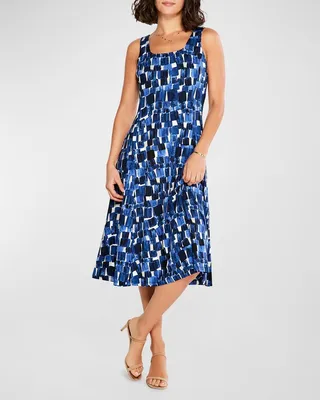 Artist Blocks Abstract-Print Midi Dress