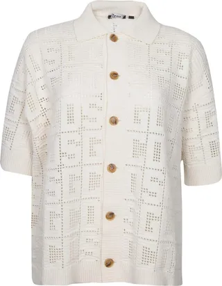 Crochet Effect Monogram Polo Shirt