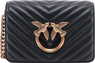 Matelassé leather shoulder bag with Love Birds detail