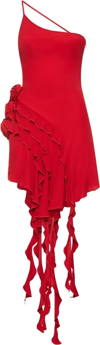 Asymmetric one shoulder mini dress
