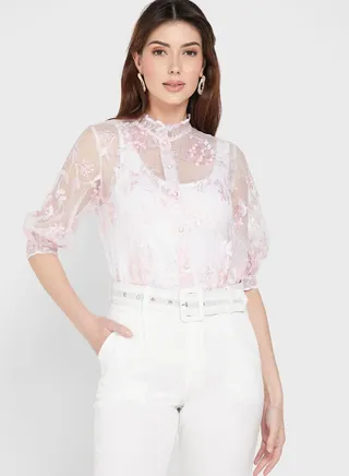 Textured Puff Sleeve Top