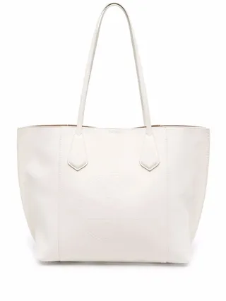 Embossed Logo Leather Tote Bag