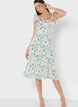 Slit Printed Dress