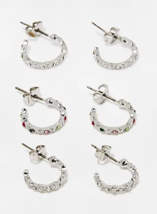 Embellished Hoop Earrings (Pack of 3)