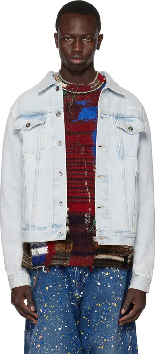 Off-White Blue Bleached-Effect Denim Jacket