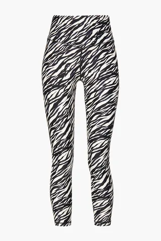 Zebra-print stretch leggings