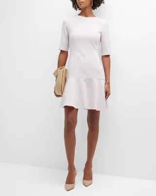 Flounce-Hem Cady Sheath Dress