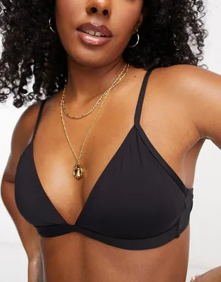 Stradivarius triangle bikini top in black