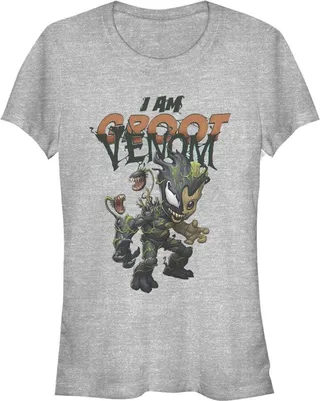 Junior's Marvel I Am Groot Infected Venom T-Shirt - Athletic Heather - Medium