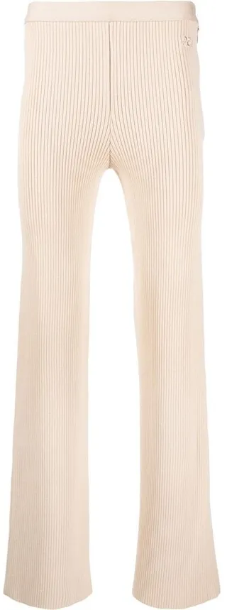 Straight-Leg Ribbed-Knit Trousers