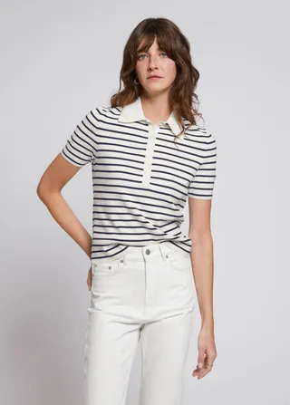 Fitted Nautical Striped Polo Shirt