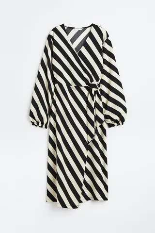 Balloon-sleeved Wrap Dress
