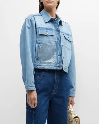 Ms. Cali Oversized Cropped Denim Cargo Jacket