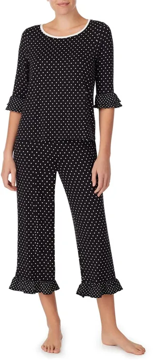 Polka Dot Jersey Crop Pajamas